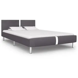vidaXL Cadre de lit Gris Similicuir 140 x 200 cm pas cher