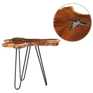 vidaXL Table basse 70 x 45 cm Bois de teck massif et polyrésine pas cher