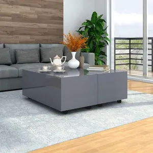 vidaXL Table basse Gris brillant 100 x 100 x 35 cm pas cher