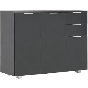 vidaXL Buffet Noir brillant 107x35x80,5 cm pas cher