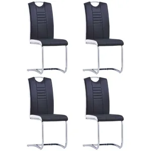 vidaXL Chaises à manger cantilever lot de 4 noir similicuir pas cher