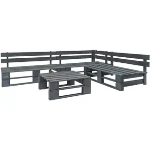vidaXL Salon de jardin palette 4 pcs Bois Gris pas cher