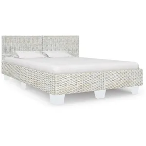 vidaXL Cadre de lit Gris Rotin naturel 160 x 200 cm