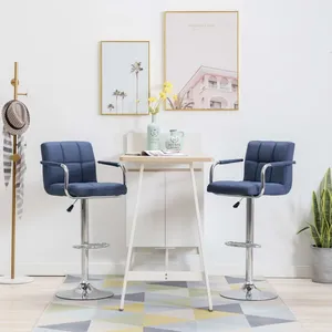 VIDAXL Chaises de bar 2 pcs Bleu Tissu pas cher