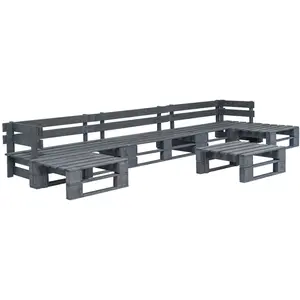 vidaXL Salon de jardin palette 6 pcs Bois Gris