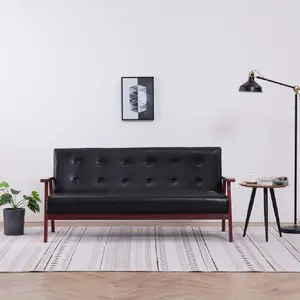 Comparateur de prix : vidaXL Canapé à 3 places Noir Similicuir