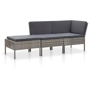 Comparateur de prix : vidaXL Salon de jardin 3 pcs avec coussins Résine tressée Gris