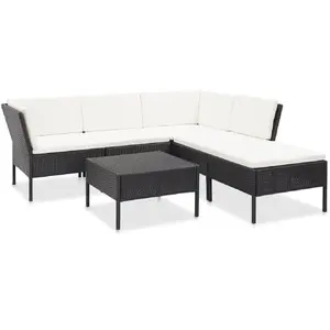 Comparateur de prix : vidaXL Salon de jardin 6 pcs avec coussins Résine tressée Noir