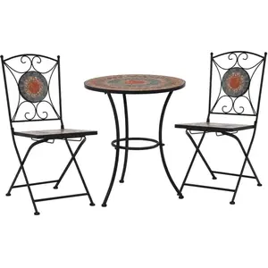 vidaXL Mobilier de bistro 3 pcs mosaïque Carreau céramique Orange/Gris pas cher