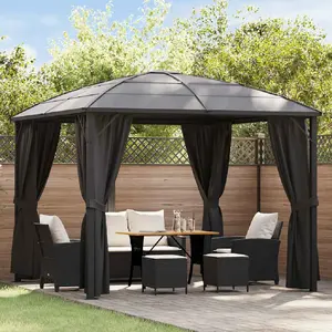 vidaXL Tonnelle avec rideaux 300x300x265 cm Anthracite pas cher
