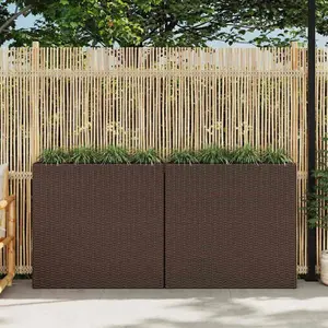 Comparateur de prix : vidaXL Lits surélevés de jardin et 4 pots 2 pcs Résine tressée Marron