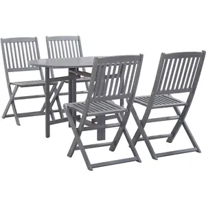 vidaXL Mobilier à dîner de jardin 5 pcs Bois d'acacia massif Gris pas cher