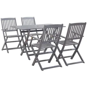 vidaXL Mobilier à dîner de jardin 5 pcs Bois d'acacia massif Gris pas cher