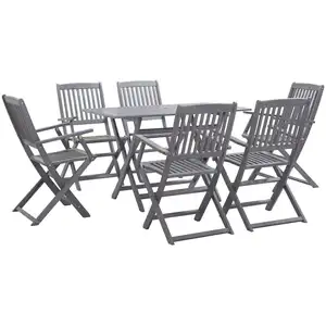 Comparateur de prix : vidaXL Mobilier à dîner de jardin 7 pcs Bois d'acacia massif Gris