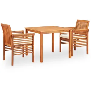 vidaXL Mobilier à dîner d'extérieur 3 pcs et coussins Acacia solide pas cher