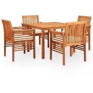 vidaXL Mobilier à dîner d'extérieur 5 pcs et coussins Acacia solide pas cher