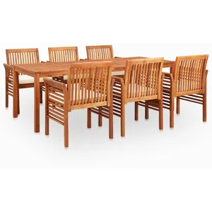vidaXL Mobilier à dîner d'extérieur 7 pcs et coussins Acacia solide