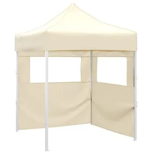 Comparateur de prix : vidaXL Tente de réception pliable avec 2 parois 2x2 m Acier Crème