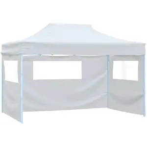 vidaXL Tente pliable de réception avec 3 parois 3 x 4,5 m Blanc pas cher