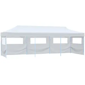 Comparateur de prix : vidaXL Tente de réception escamotable pliable avec 5 parois 3x9m Blanc