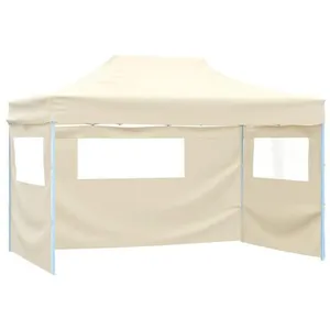 Comparateur de prix : vidaXL Tente de réception pliable avec 3 parois 3x4 m Acier Crème