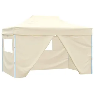 Comparateur de prix : vidaXL Tente de réception pliable avec 4 parois 3x4 m Acier Crème