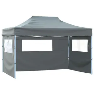 vidaXL Tente de réception pliable avec 3 parois 3x4 m Acier Anthracite pas cher