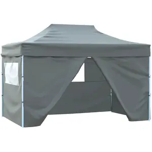 vidaXL Tente de réception pliable avec 4 parois 3x4 m Acier Anthracite pas cher