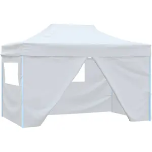 Comparateur de prix : vidaXL Tente de réception pliable avec 4 parois 3x4 m Acier Blanc