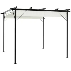 Comparateur de prix : vidaXL Pergola avec toit rétractable Blanc crème 3 x 3 m Acier