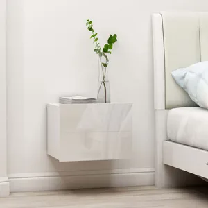 vidaXL Table de chevet Blanc brillant 40 x 30 x 30 cm Aggloméré pas cher
