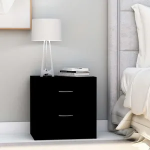vidaXL Tables de chevet 2 pcs Noir 40 x 30 x 40 cm Aggloméré pas cher
