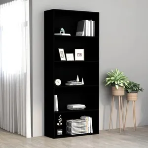Comparateur de prix : vidaXL Bibliothèque à 5 niveaux Noir 80x30x189 cm Aggloméré