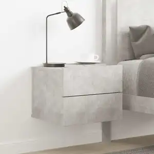 vidaXL Table de chevet Gris béton 40 x 30 x 30 cm Aggloméré pas cher