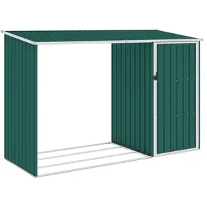 Comparateur de prix : vidaXL Abri à bois de jardin Vert 245x98x159 cm Acier galvanisé
