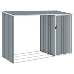 Comparateur de prix : vidaXL Abri à bois de jardin Gris 245x98x159 cm Acier galvanisé
