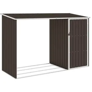 Comparateur de prix : vidaXL Abri à bois de jardin Marron 245x98x159 cm Acier galvanisé