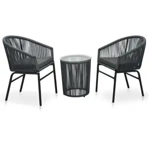 Comparateur de prix : vidaXL Ensemble de bistro 3 pcs avec coussins Rotin PE Gris