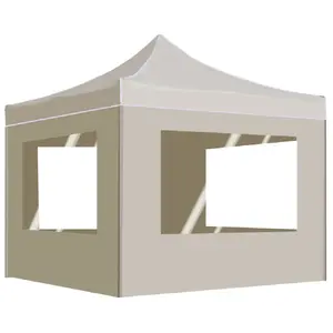 vidaXL Tente de réception pliable avec parois Aluminium 2x2 m Crème pas cher