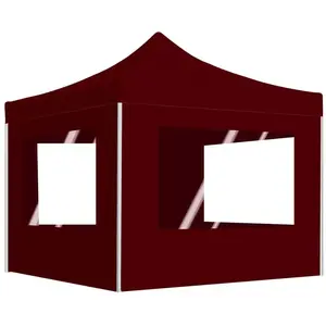 vidaXL Tente de réception pliable avec parois Aluminium 2x2 m Bordeaux pas cher