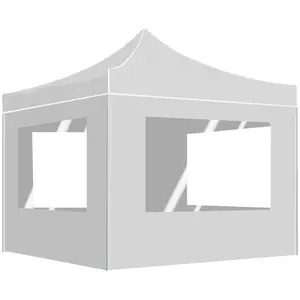 vidaXL Tente de réception pliable avec parois Aluminium 2x2 m Blanc pas cher