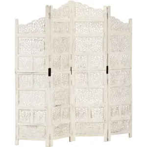 Comparateur de prix : vidaXL Cloison de séparation 4 panneaux Blanc 160x165 cm Bois manguier