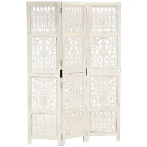 Comparateur de prix : vidaXL Cloison de séparation 3 panneaux Blanc 120x165 cm Bois manguier