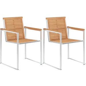 Comparateur de prix : vidaXL Chaises de jardin lot de 2 Bois teck solide et acier inoxydable