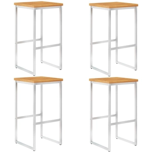 vidaXL Chaises de bar lot de 4 bois d'acacia solide/acier inoxydable