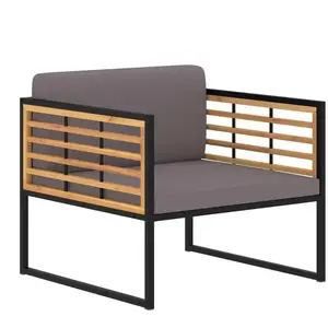 vidaXL Chaises de jardin et coussins 2 pcs Bois d'acacia Gris foncé