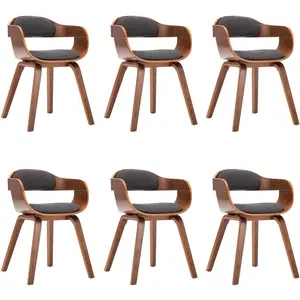 Comparateur de prix : vidaXL Chaises à manger lot de 6 gris foncé tissu et bois courbé