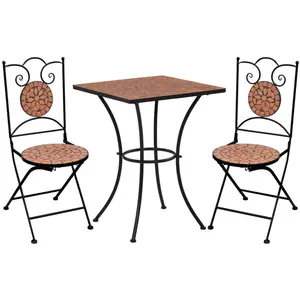 vidaXL Mobilier de bistro 3 pcs mosaïque Carreau céramique Terre cuite pas cher