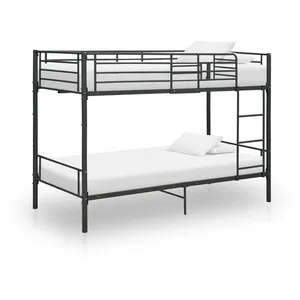 Comparateur de prix : vidaXL Lit superposé Noir Métal 90x200 cm