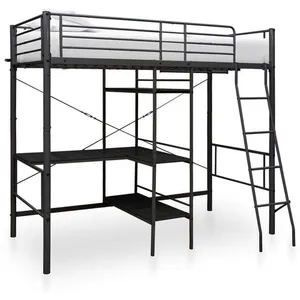 Comparateur de prix : Lit superposé avec cadre de table Noir Métal 90x200 cm Vidaxl Noir